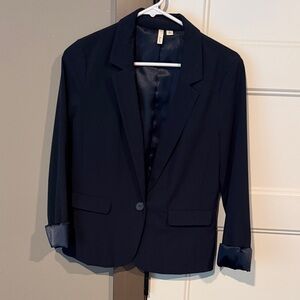 Frenchi Navy Satin-Lined Blazer